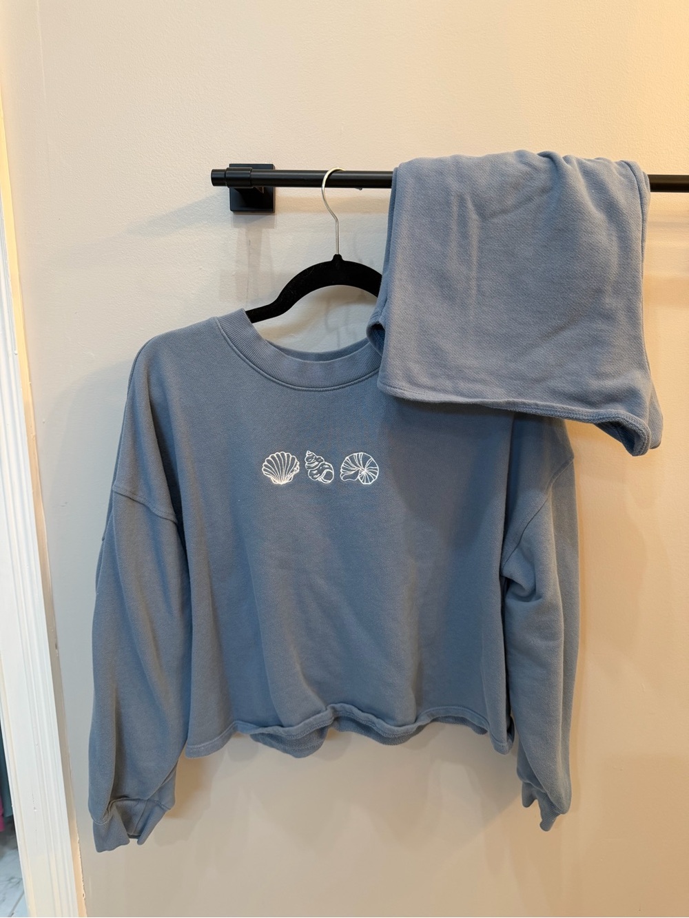 wild fable Blue Shell Graphic Cropped Sweatshirt